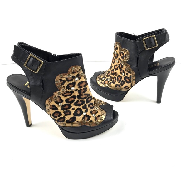 Reba Shoes - {Reba} Bronco Platform Rhinestone Booties -Leopard
